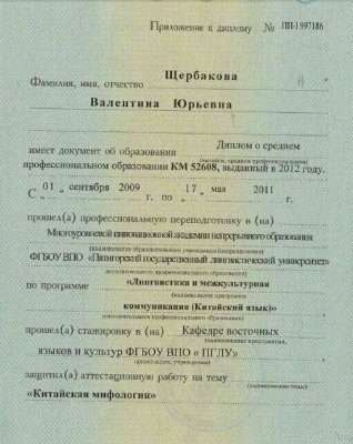 Домумент об образовании