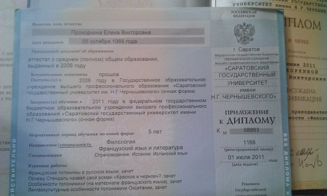 Домумент об образовании